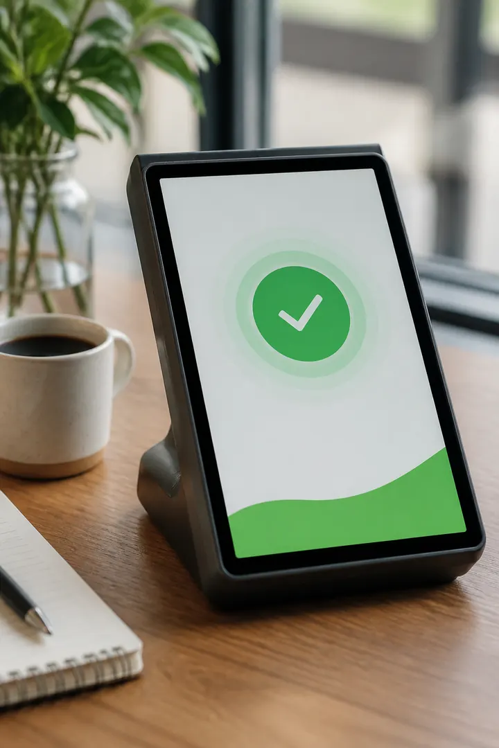 Digital payment confirmation on a business tablet