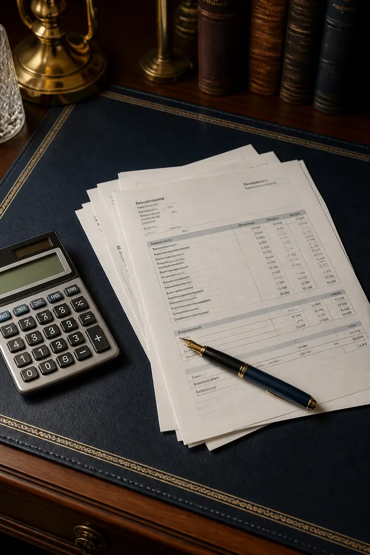 Invoices and working-capital documents on a desk
