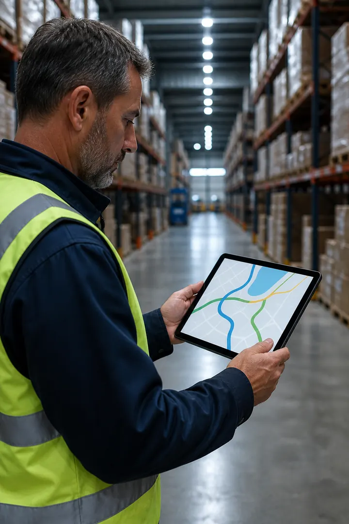 Supervisor checking live routes on a tablet